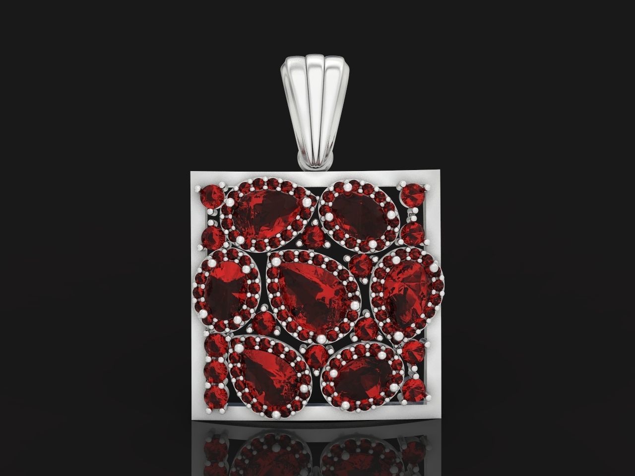 square geometric pendant with pear-stones drop-stones 3D print model_10