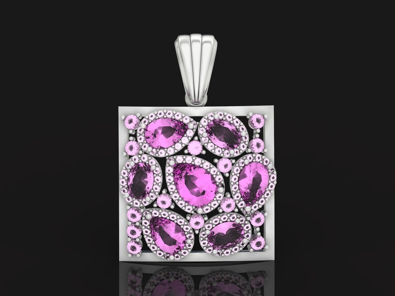 square geometric pendant with pear-stones drop-stones 3D print model_14