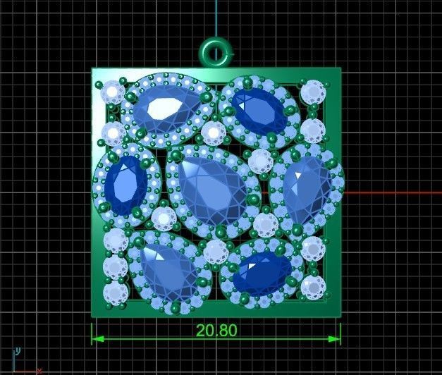 square geometric pendant with pear-stones drop-stones 3D print model_26