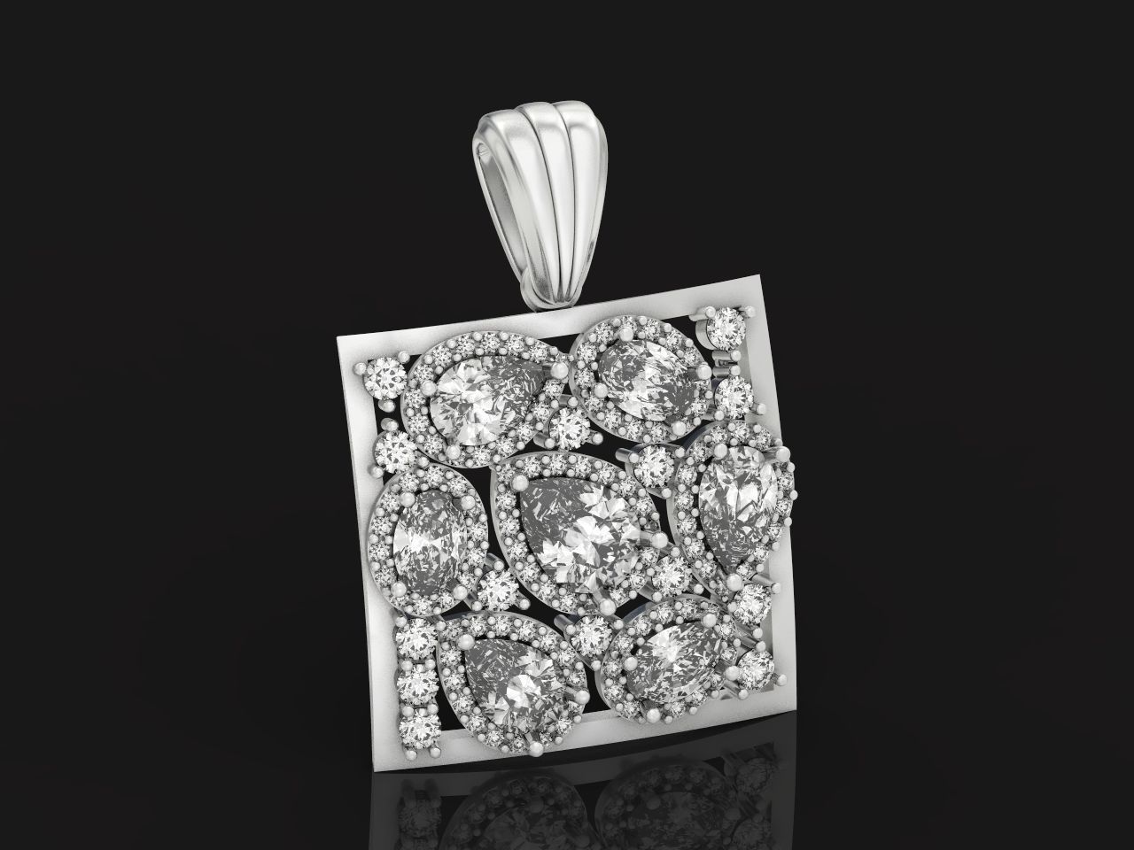 square geometric pendant with pear-stones drop-stones 3D print model_8