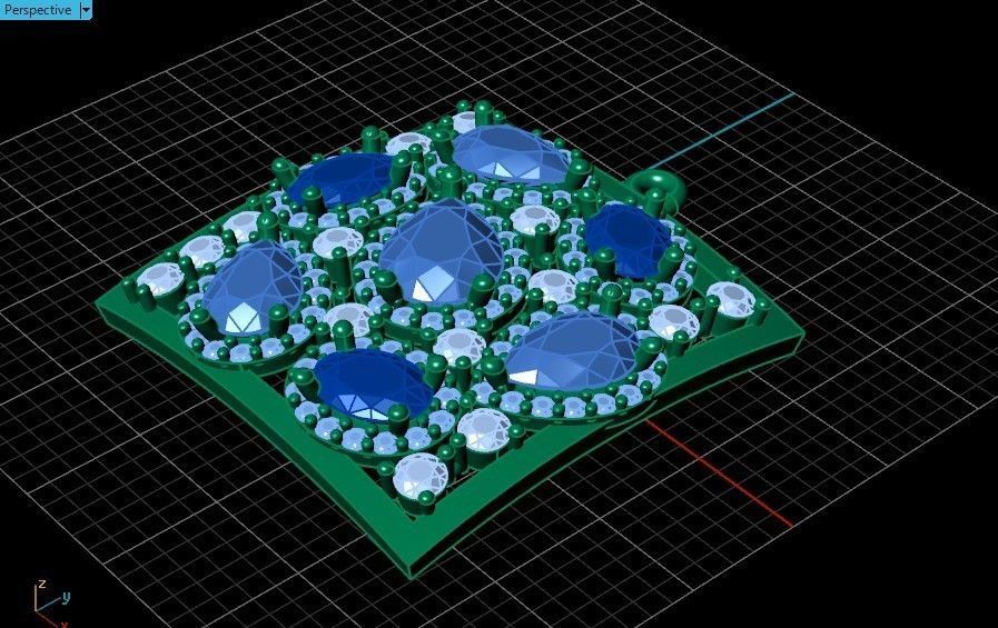 square geometric pendant with pear-stones drop-stones 3D print model_29