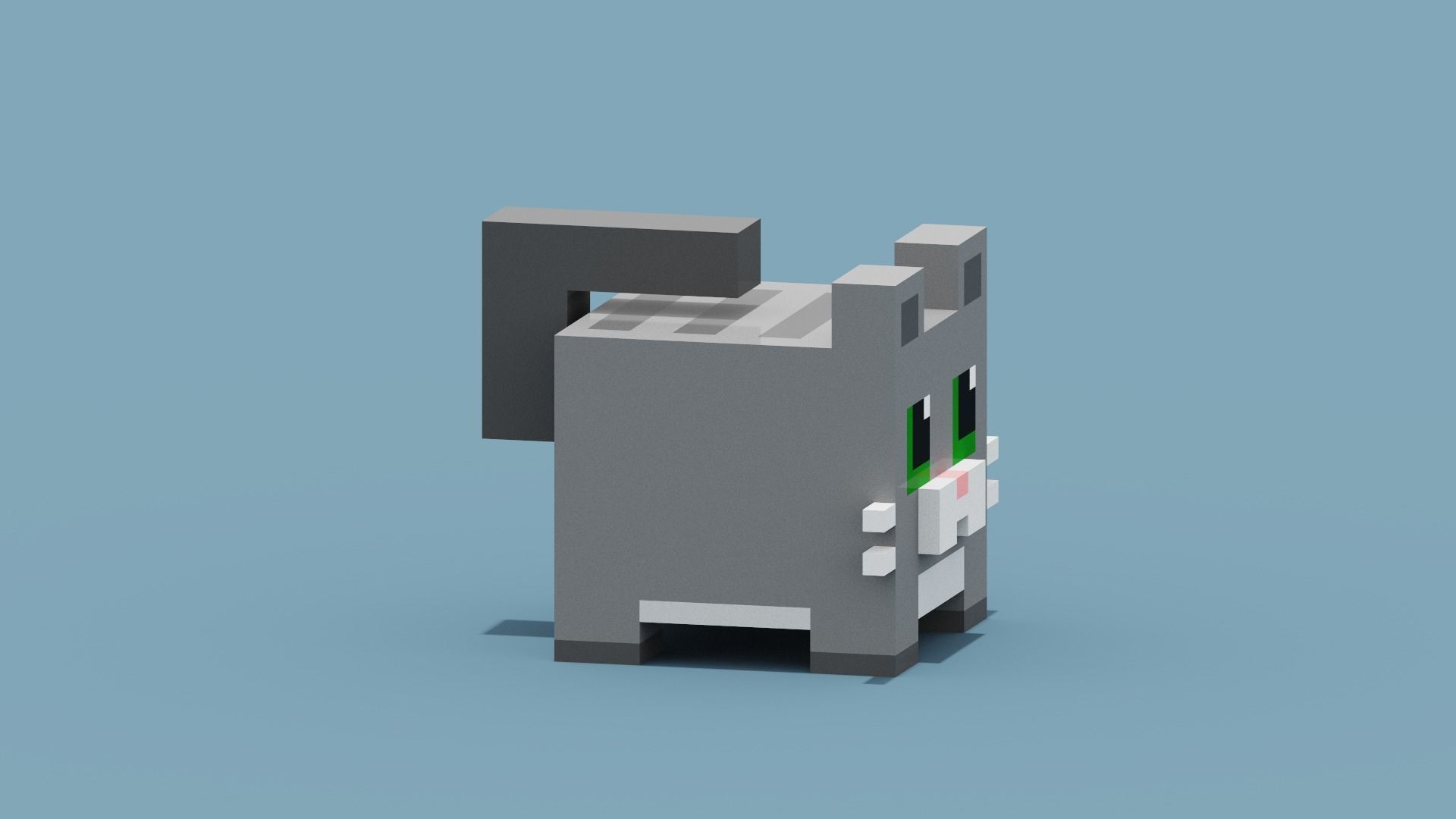 Voxel Cat Low-poly 3D model_8