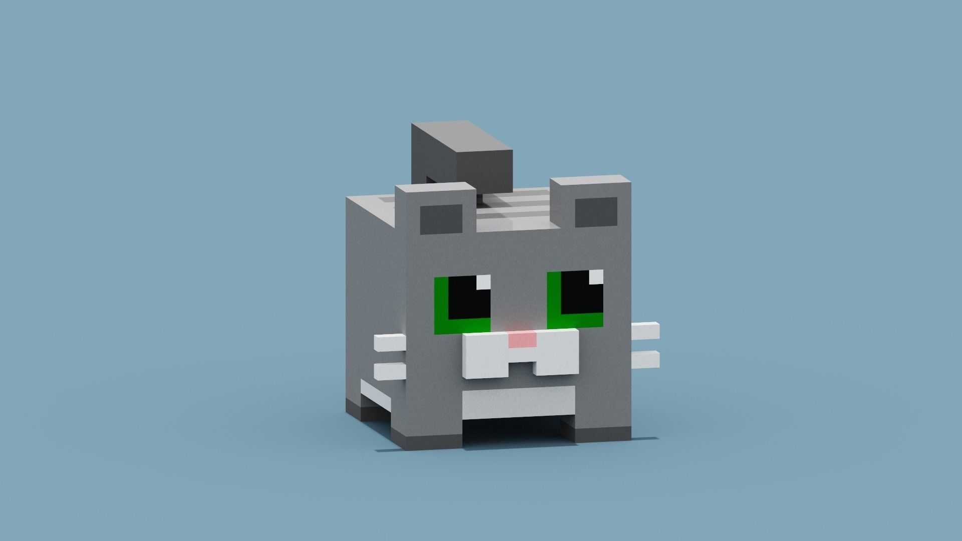 Voxel Cat Low-poly 3D model_10