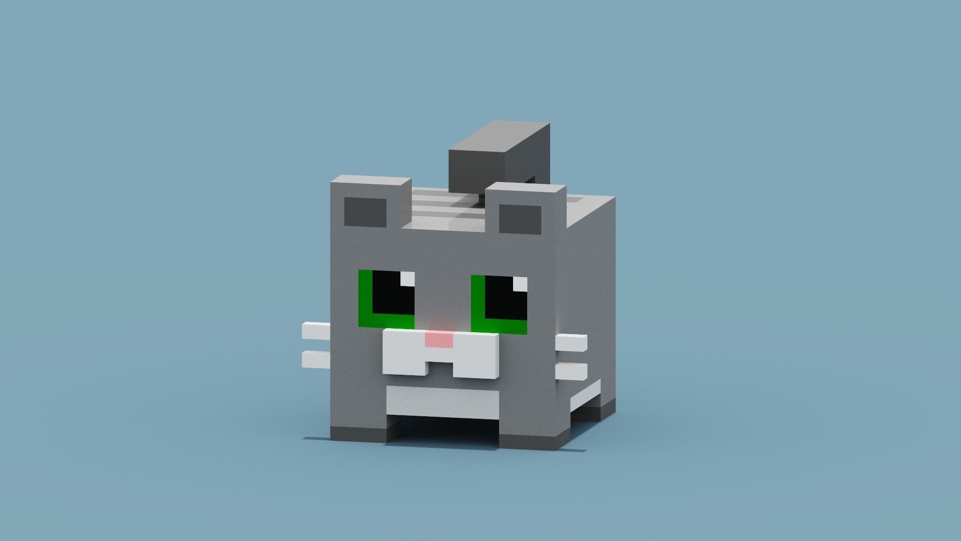 Voxel Cat Low-poly 3D model_11