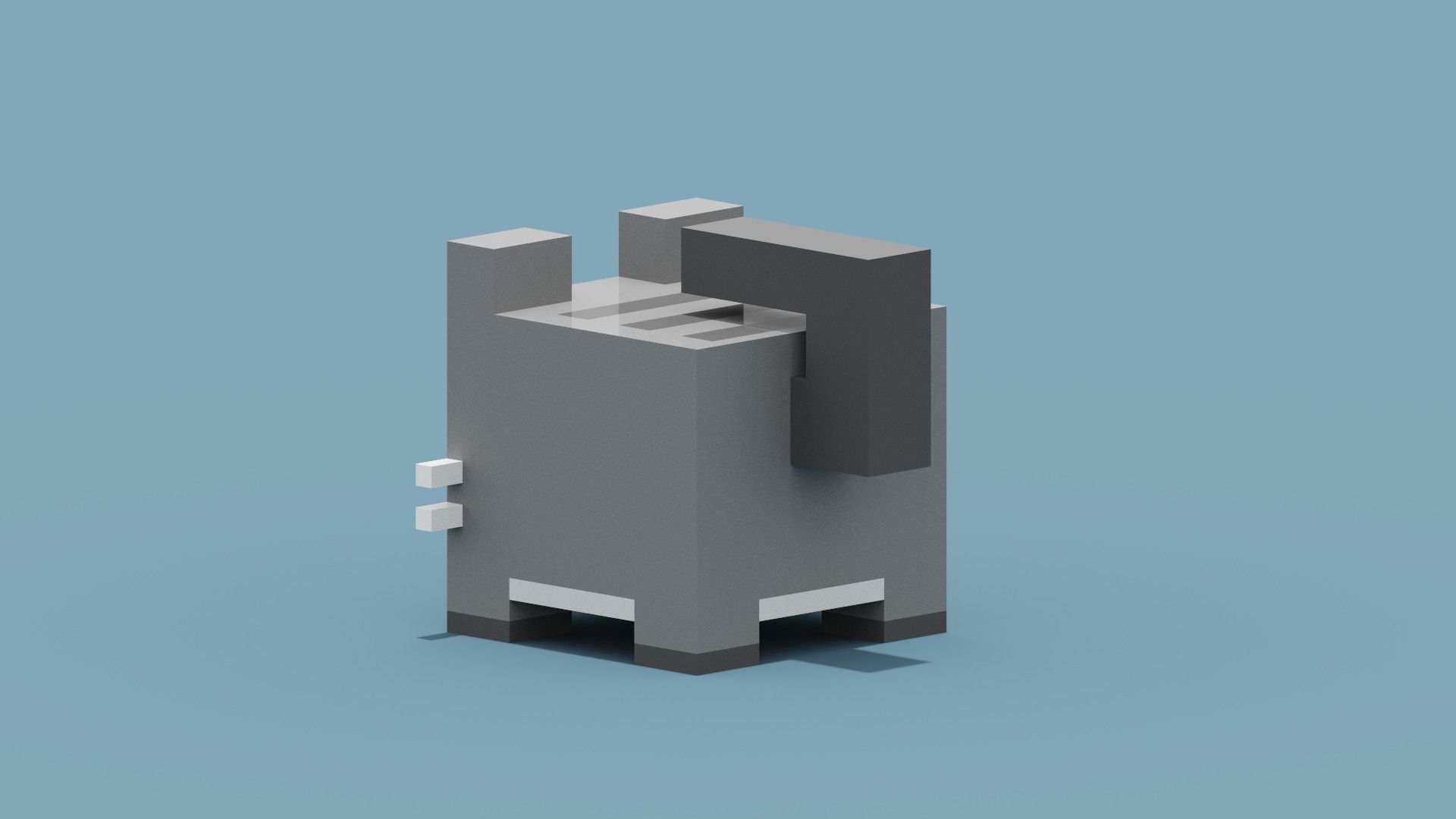 Voxel Cat Low-poly 3D model_3