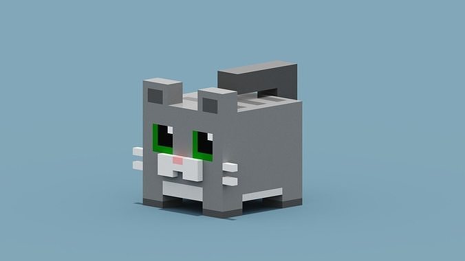Voxel Cat Low-poly 3D model