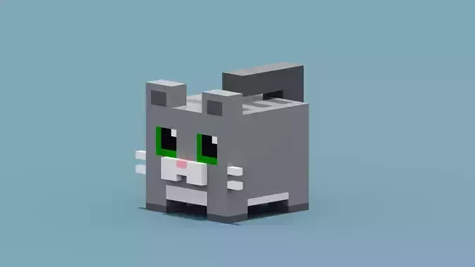 Voxel Cat Low-poly 3D model