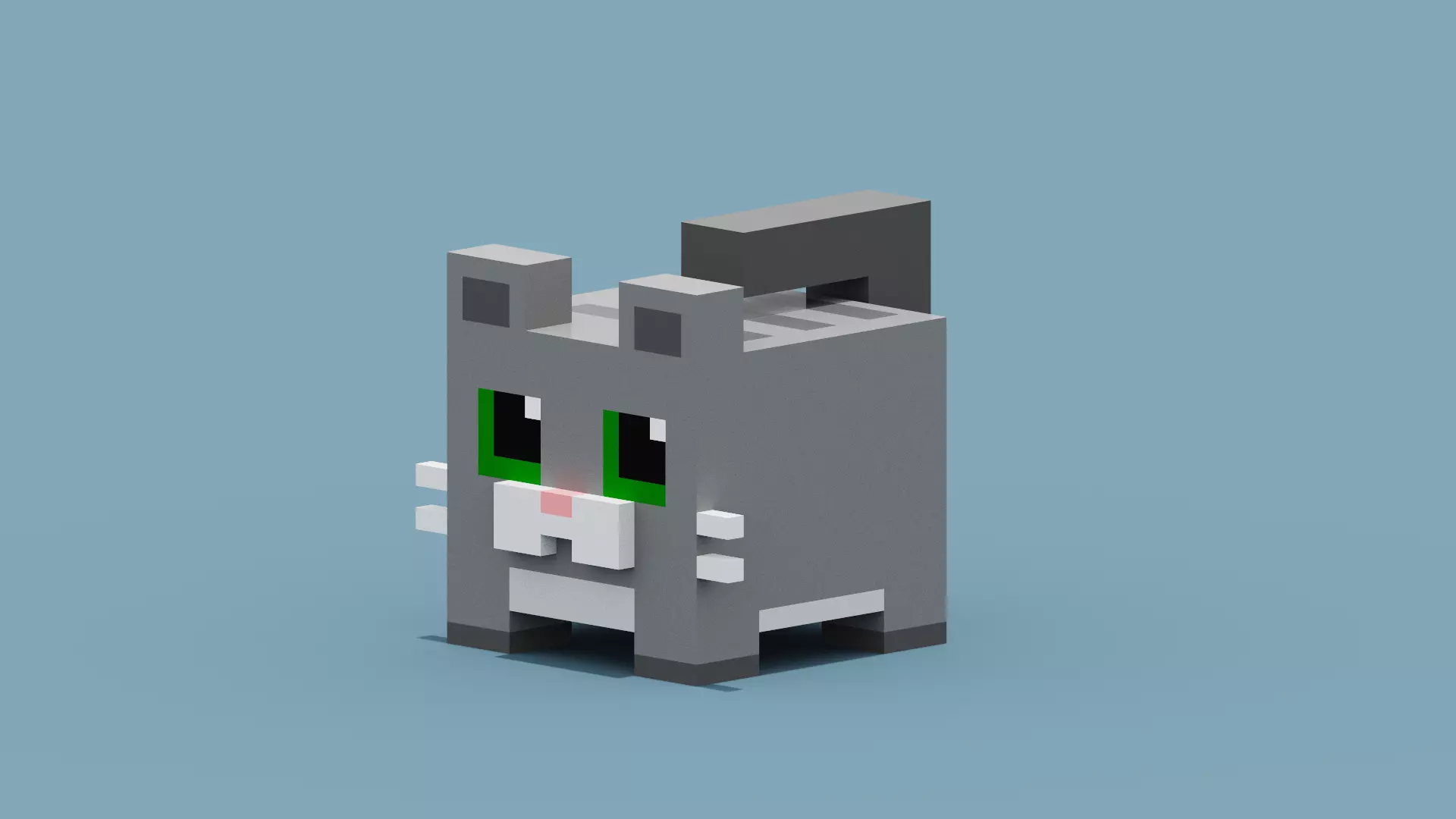Voxel Cat Low-poly 3D model_0
