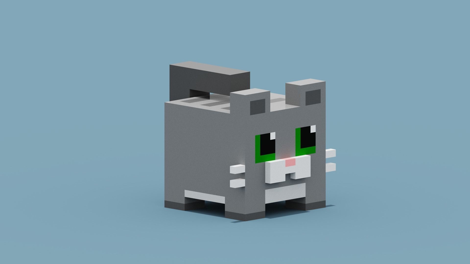 Voxel Cat Low-poly 3D model_9
