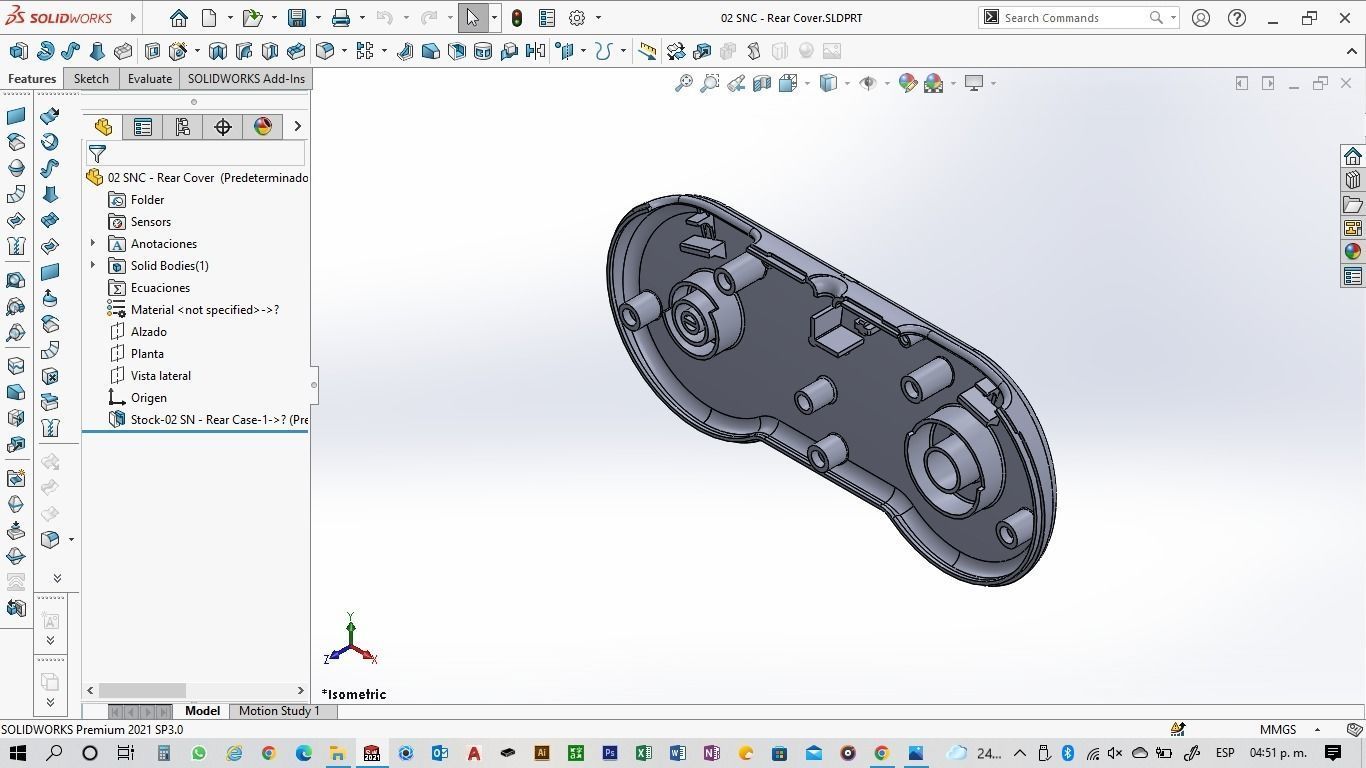 Super NES Controller - 02 Rear Cover 3D print model_7