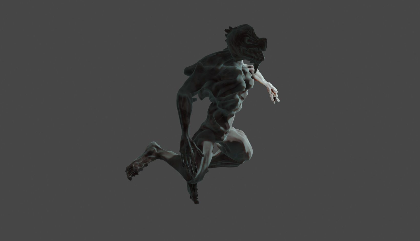 Darkoid reptile humanoid monster statue 4 poses included 3D model_1