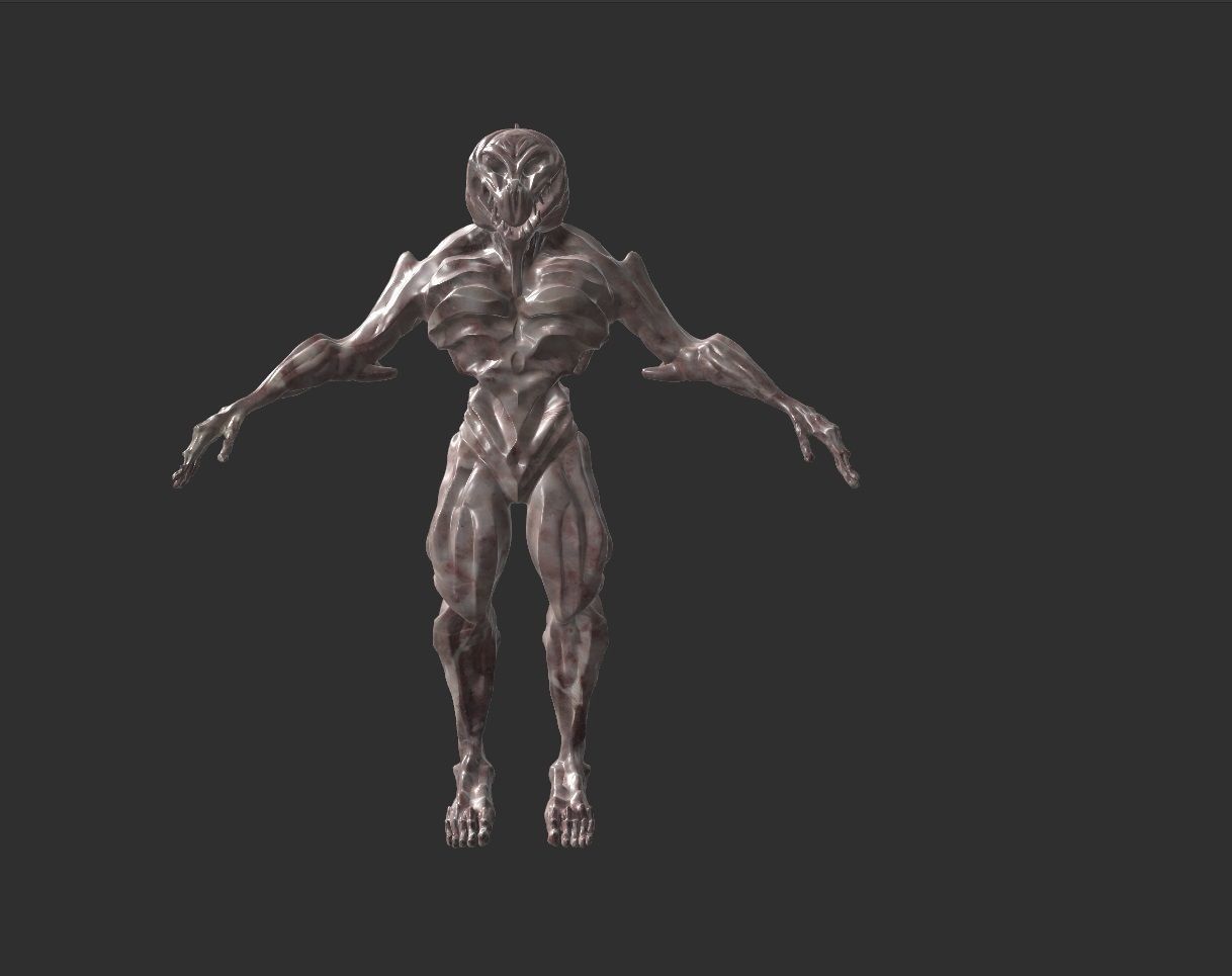 Darkoid reptile humanoid monster statue 4 poses included 3D model_4