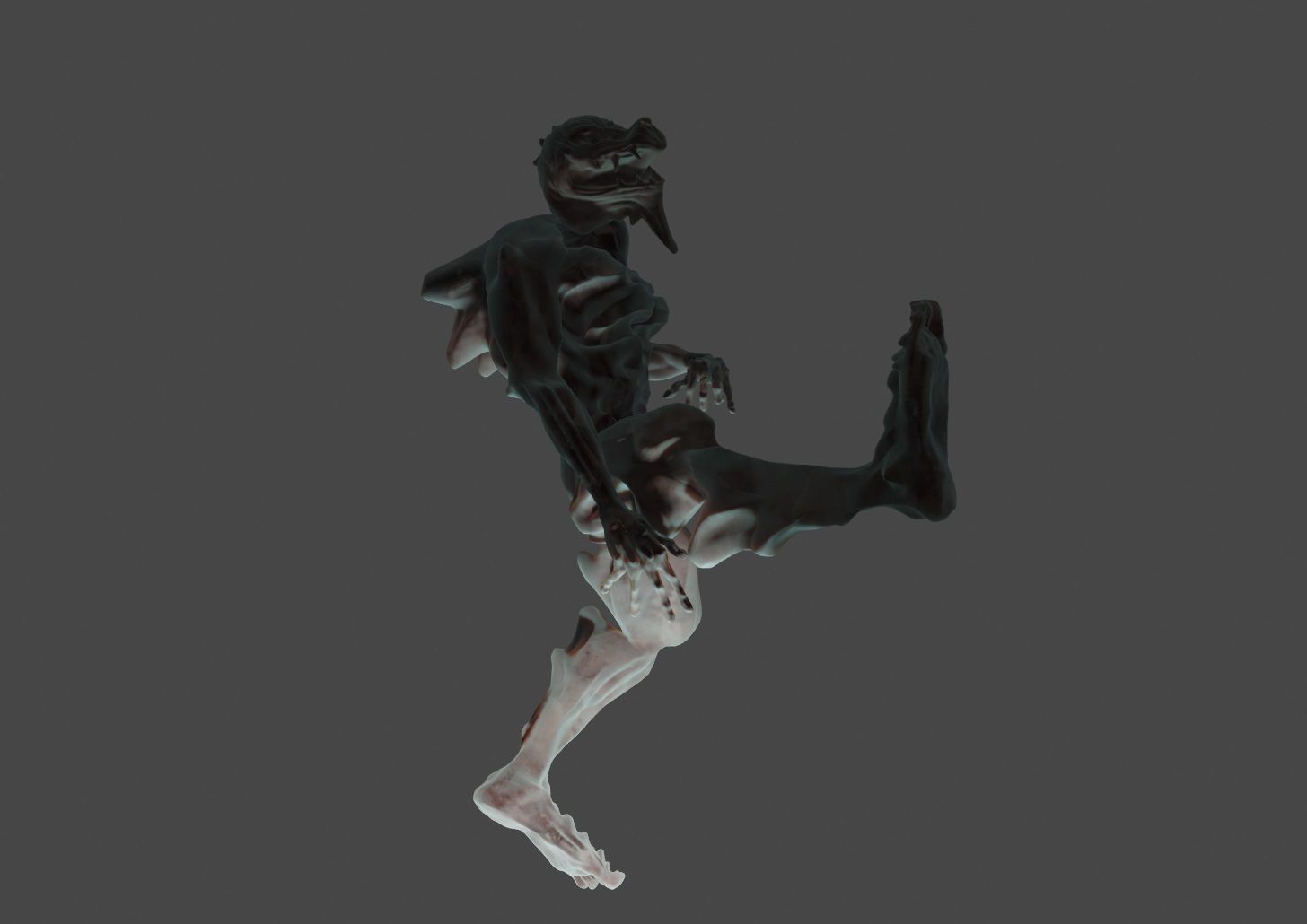 Darkoid reptile humanoid monster statue 4 poses included 3D model_3