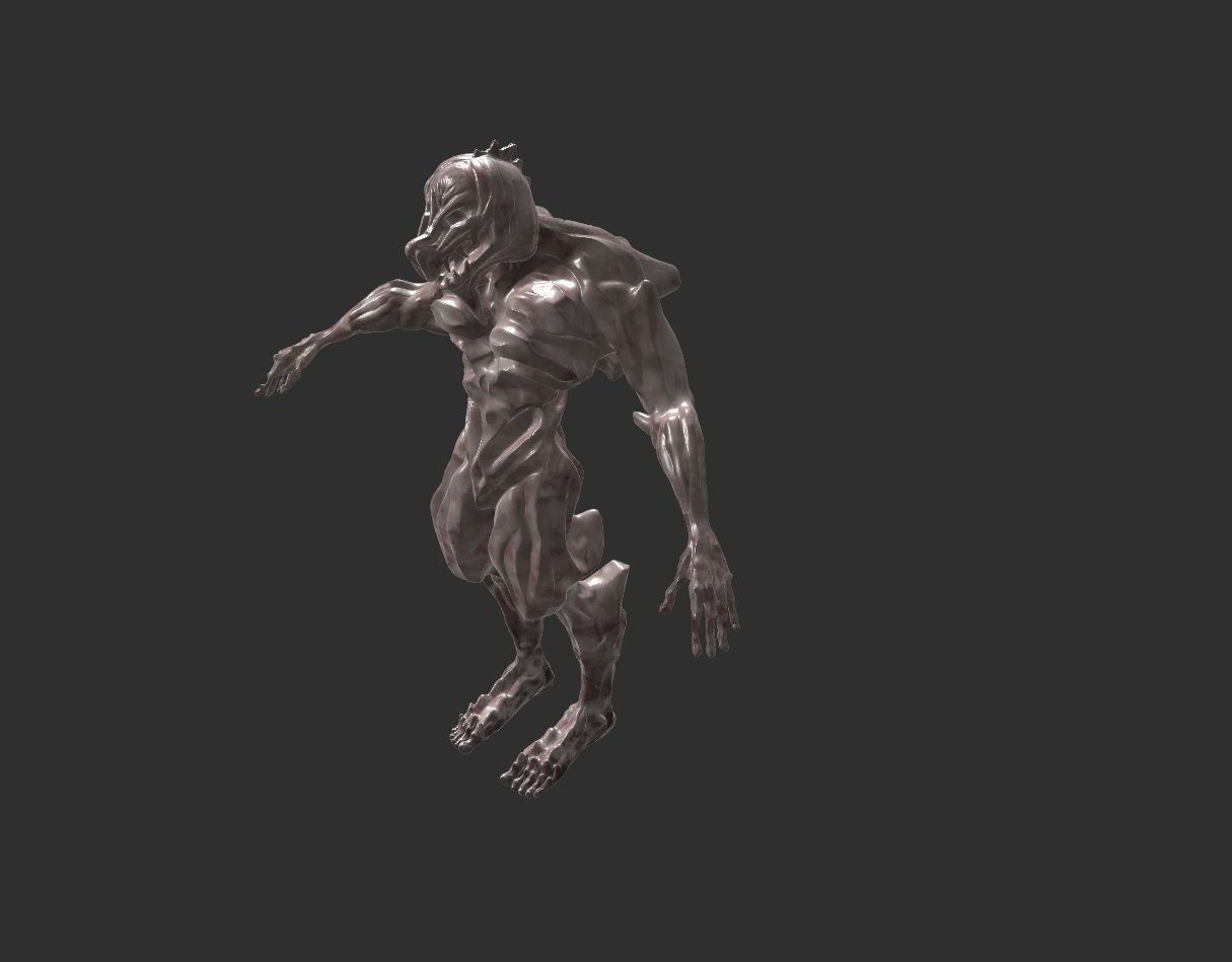 Darkoid reptile humanoid monster statue 4 poses included 3D model_12