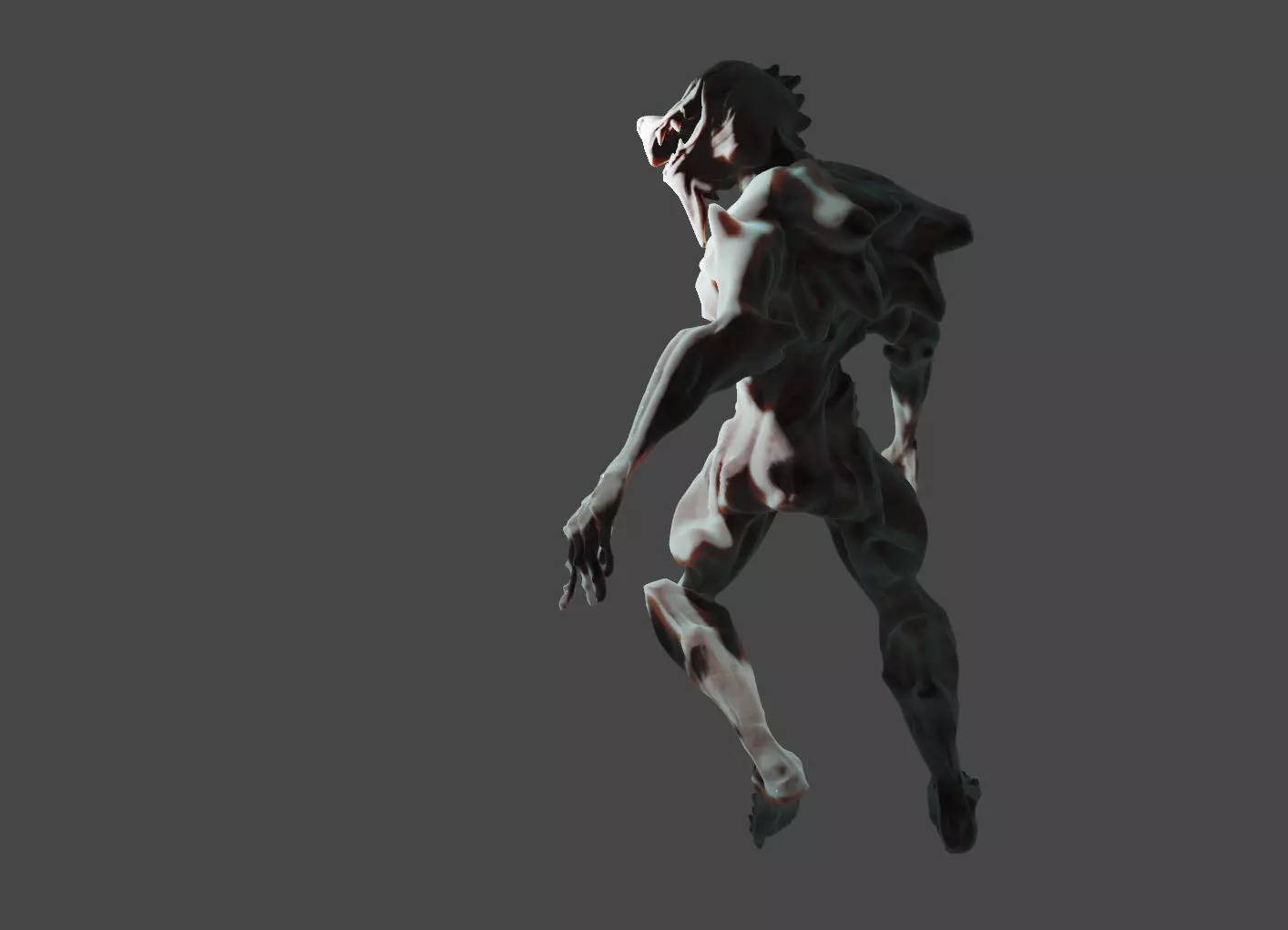 Darkoid reptile humanoid monster statue 4 poses included 3D model_0