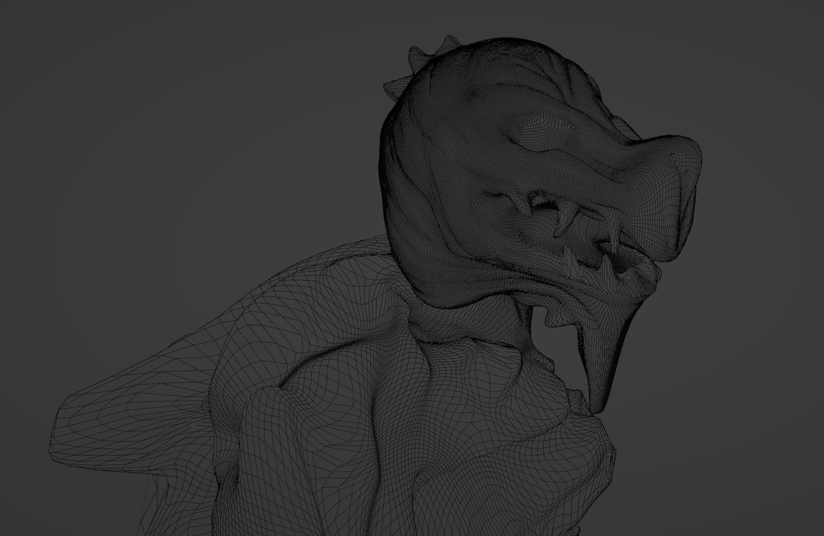 Darkoid reptile humanoid monster statue 4 poses included 3D model_16