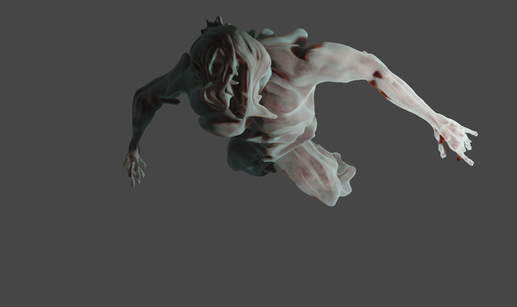 Darkoid reptile humanoid monster statue 4 poses included 3D model_7