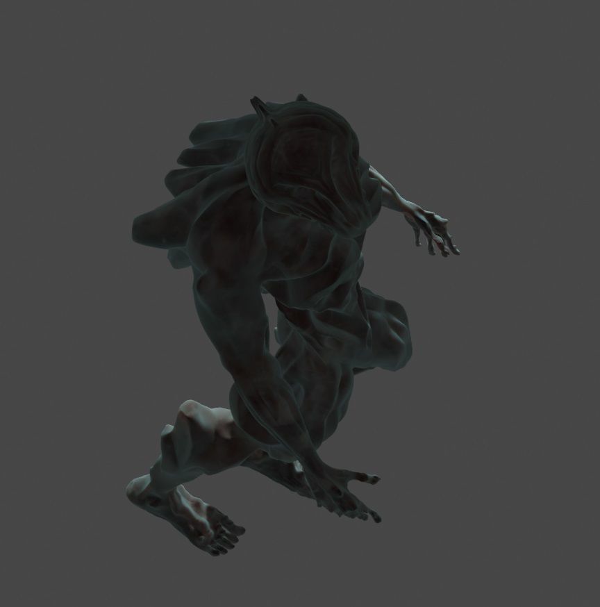 Darkoid reptile humanoid monster statue 4 poses included 3D model_13