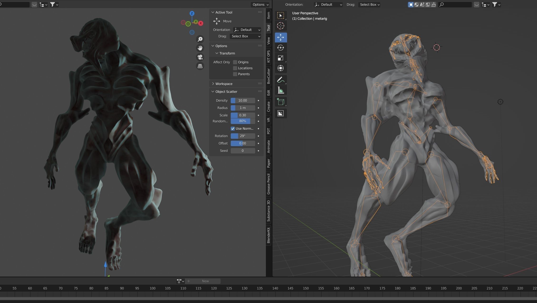 Darkoid reptile humanoid monster statue 4 poses included 3D model_14