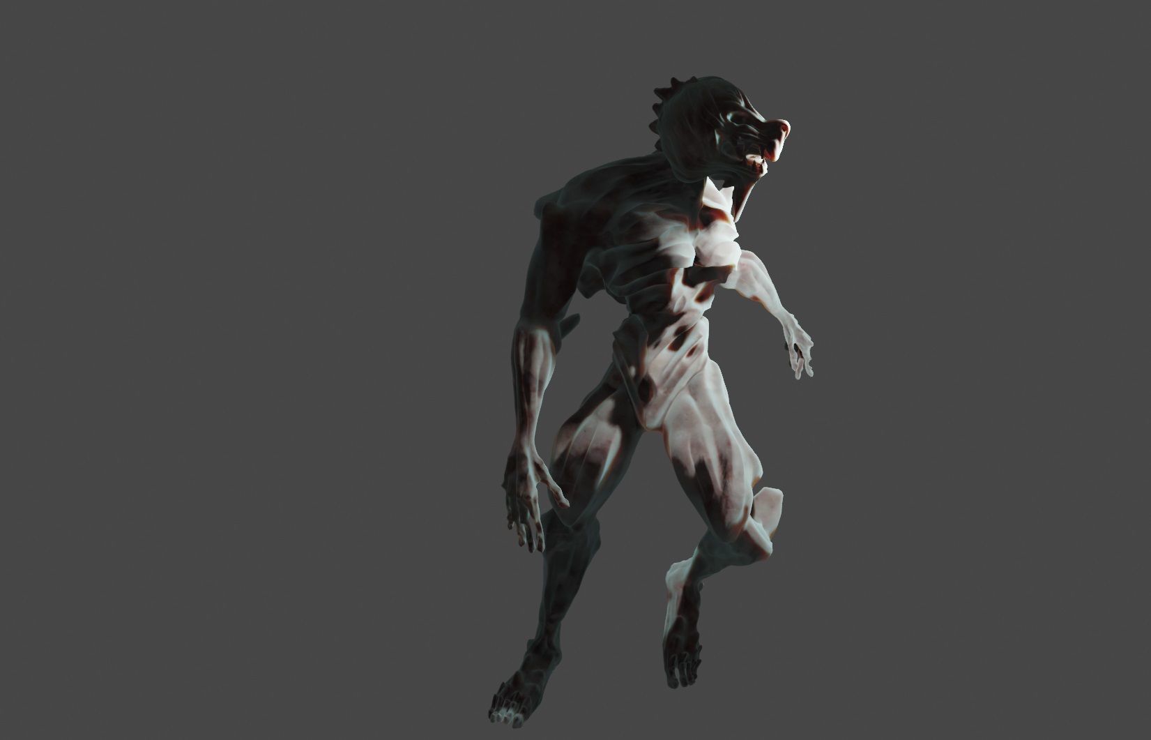 Darkoid reptile humanoid monster statue 4 poses included 3D model_6