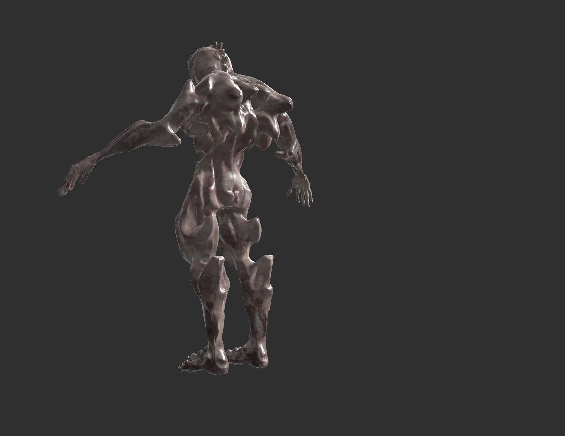 Darkoid reptile humanoid monster statue 4 poses included 3D model_8