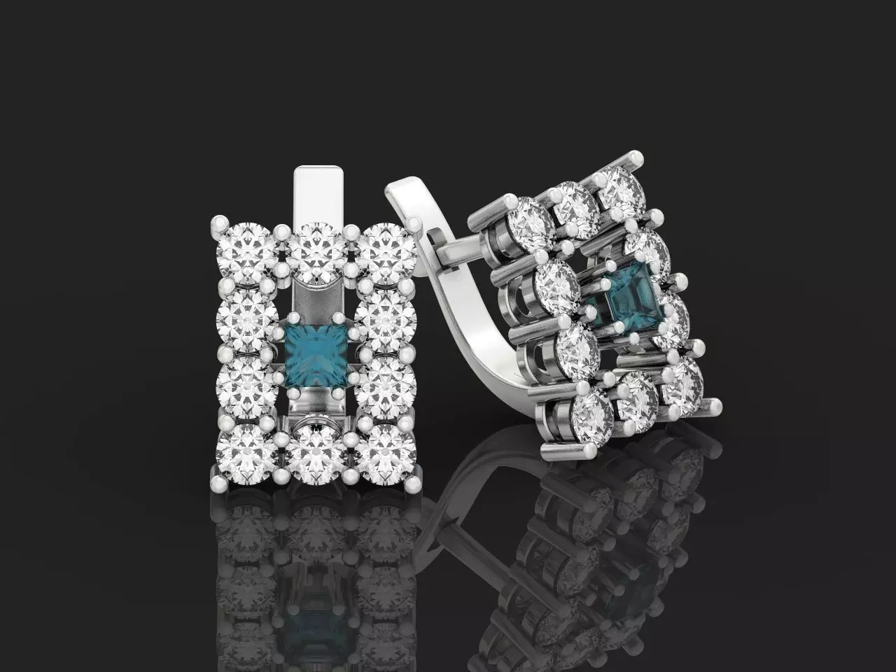diamond round earrings 3D print model