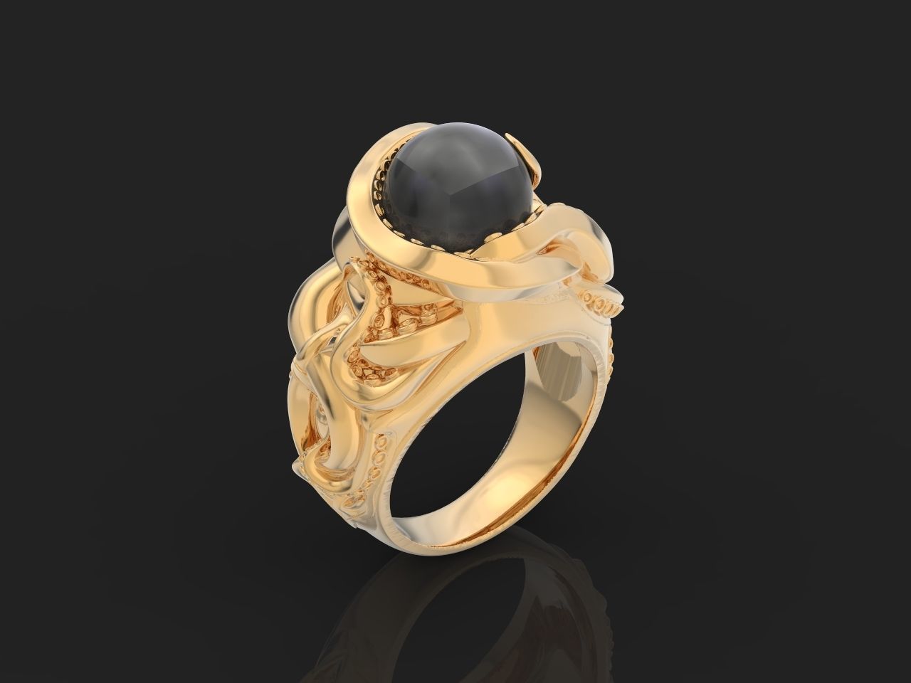 octopus ring with pearls 3D print model_33