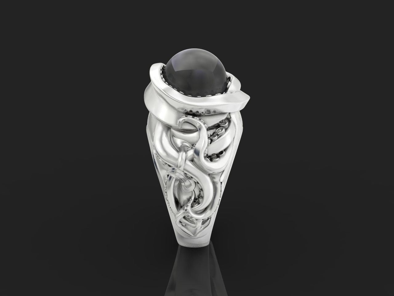 octopus ring with pearls 3D print model_9