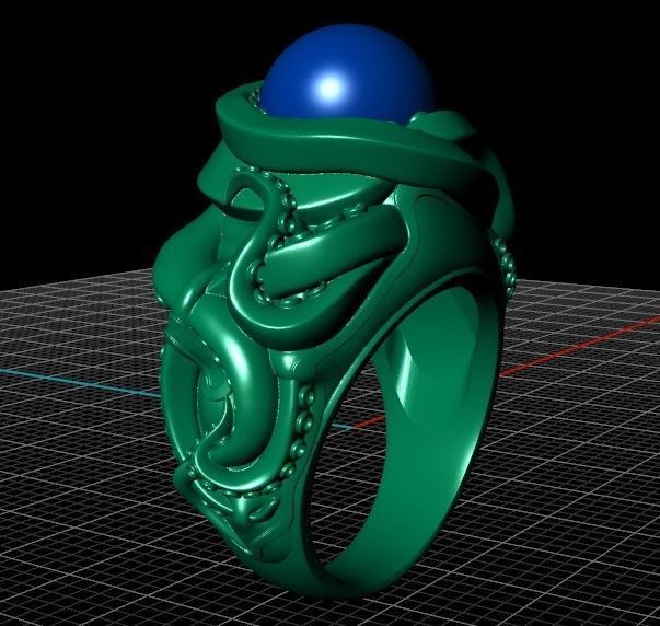 octopus ring with pearls 3D print model_42