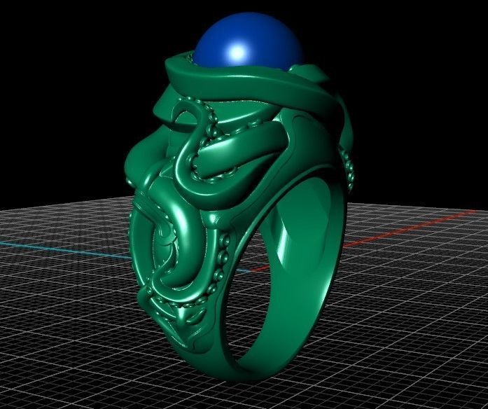 octopus ring with pearls 3D print model_39