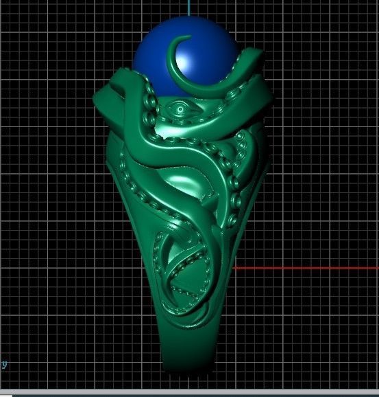 octopus ring with pearls 3D print model_38