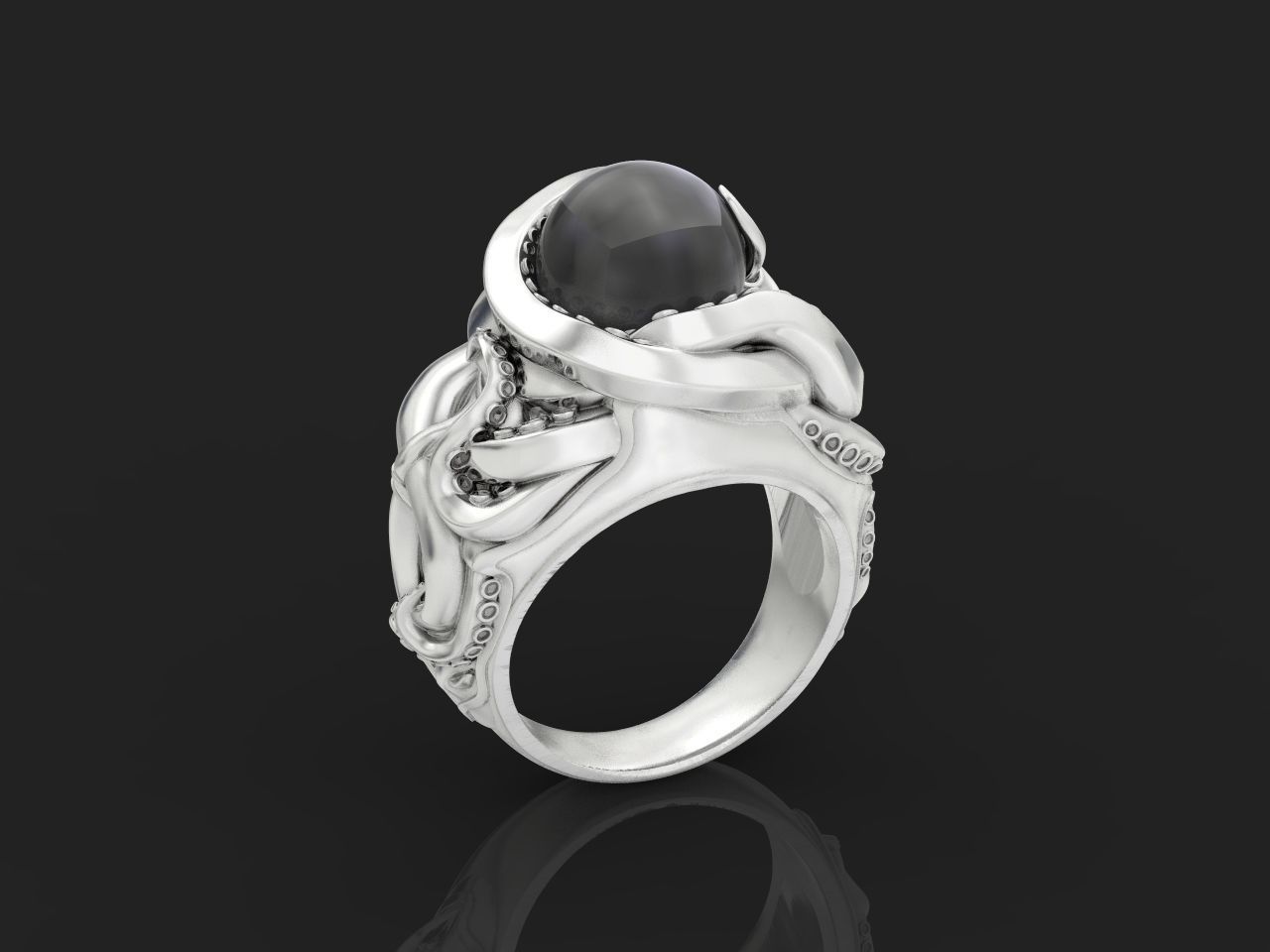 octopus ring with pearls 3D print model_11