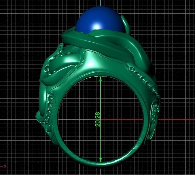 octopus ring with pearls 3D print model_5