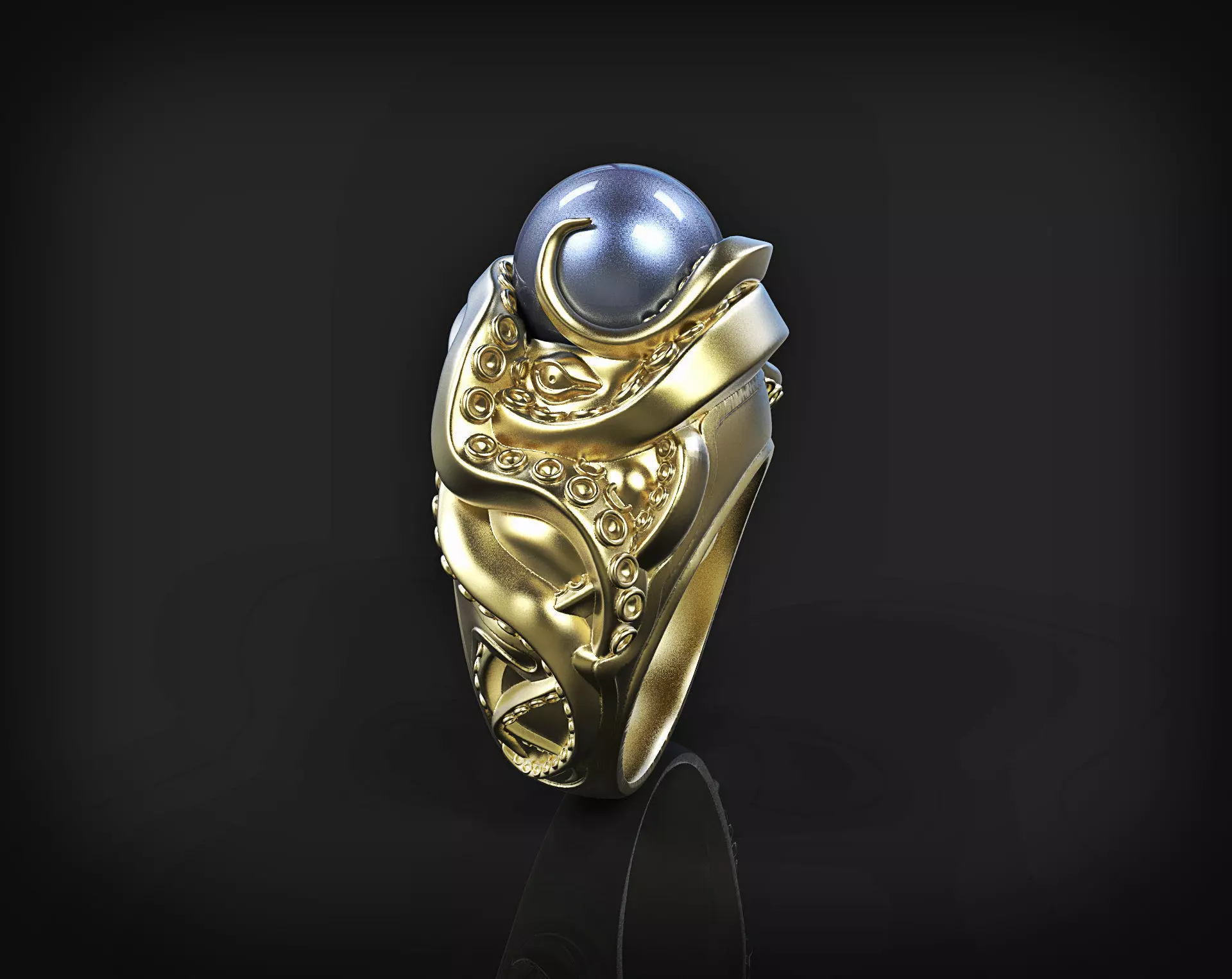 octopus ring with pearls 3D print model_0