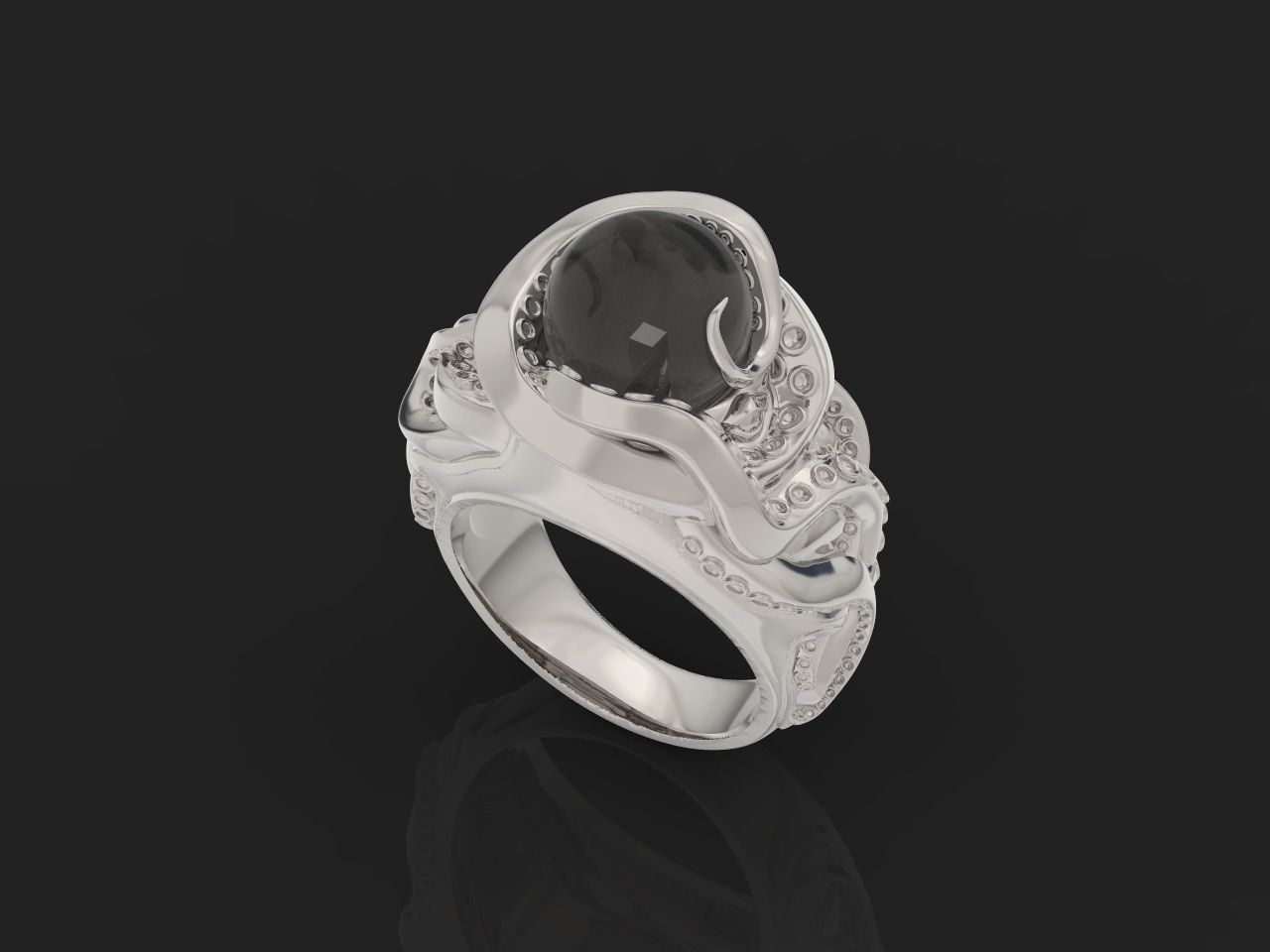 octopus ring with pearls 3D print model_19