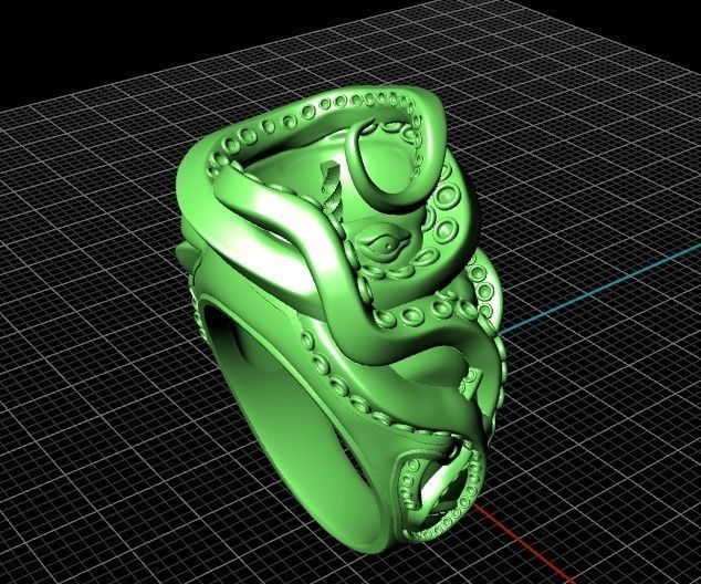 octopus ring with pearls 3D print model_2