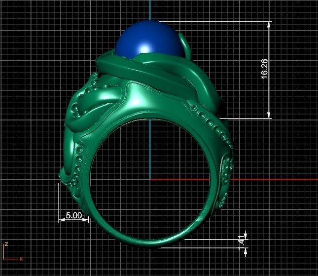 octopus ring with pearls 3D print model_8