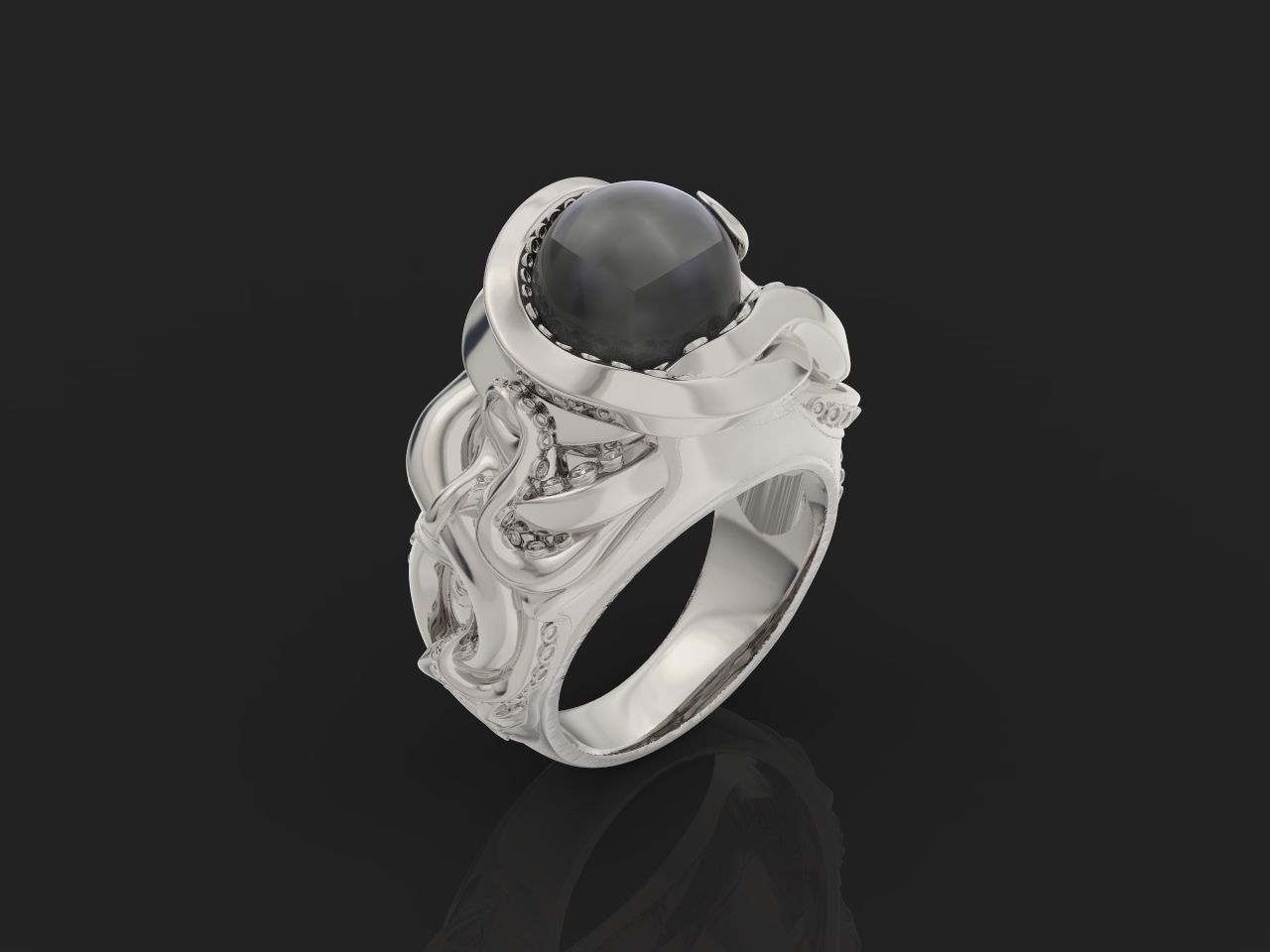 octopus ring with pearls 3D print model_36