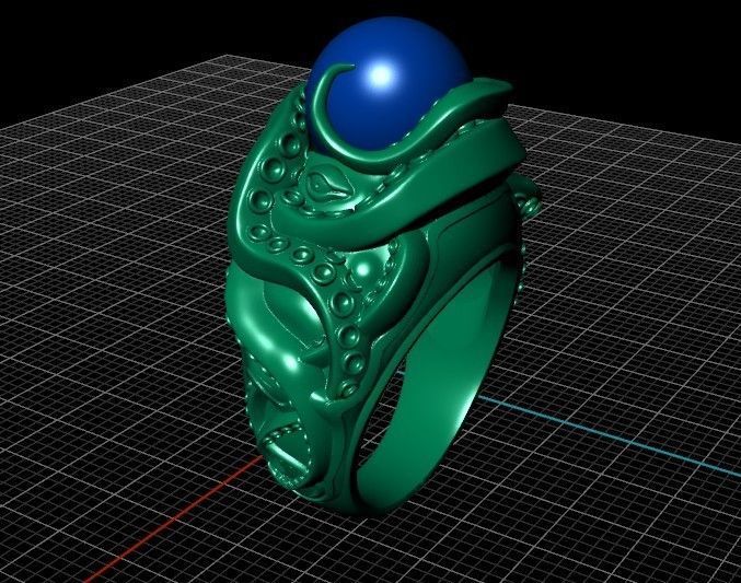 octopus ring with pearls 3D print model_40