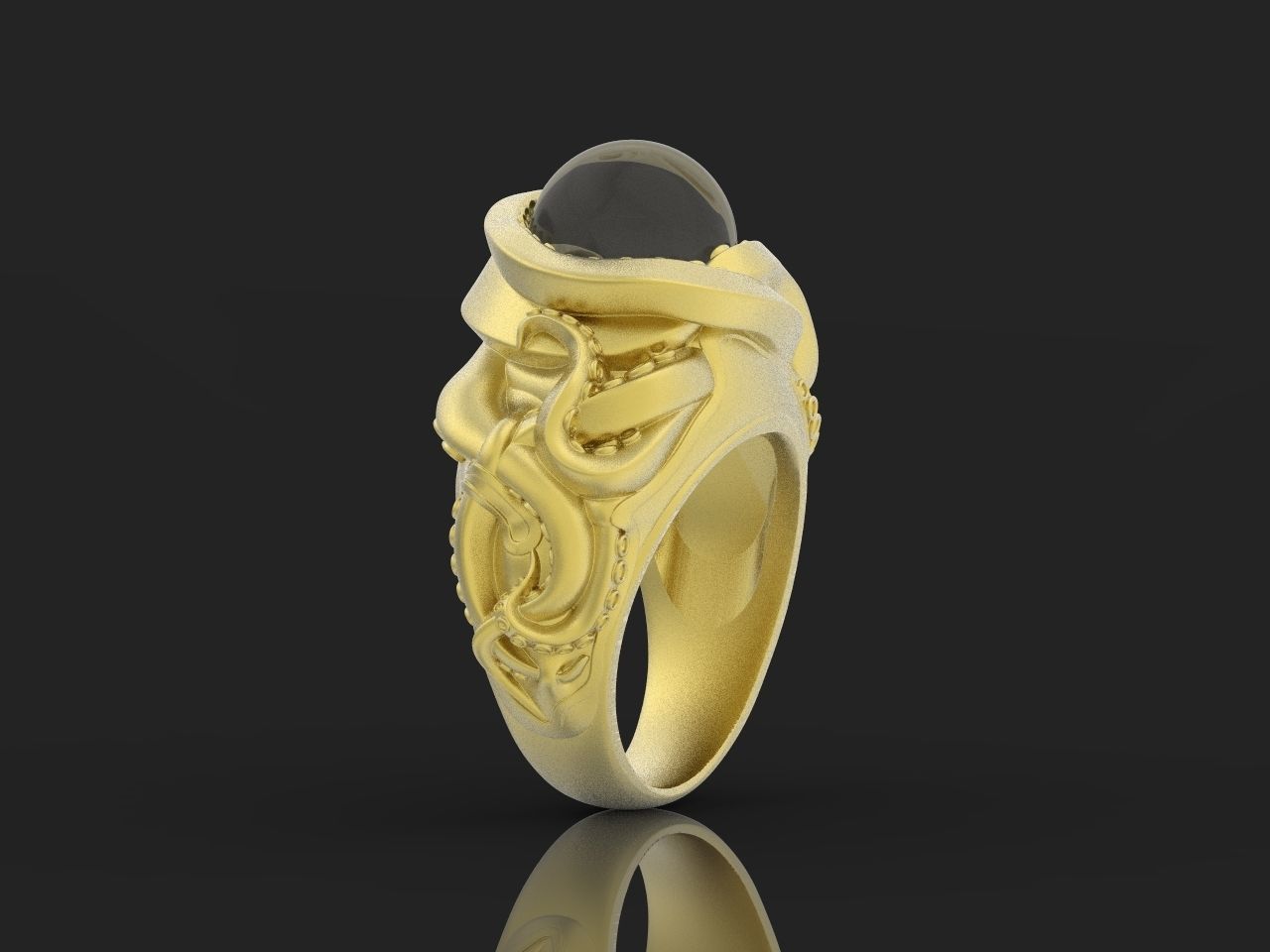 octopus ring with pearls 3D print model_21