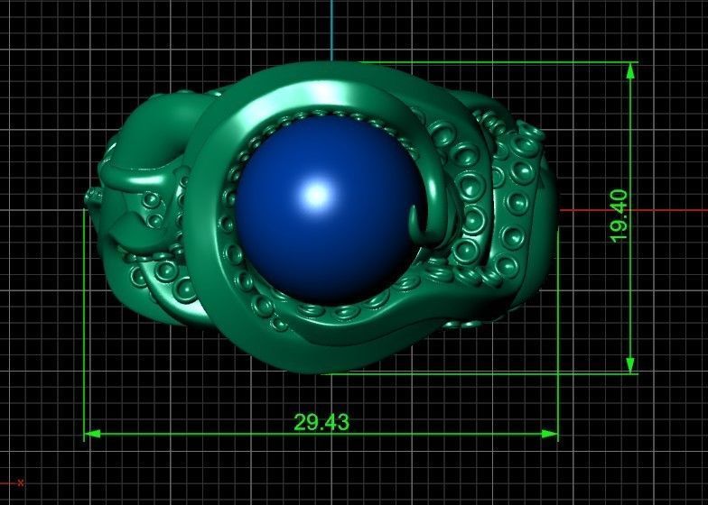 octopus ring with pearls 3D print model_3