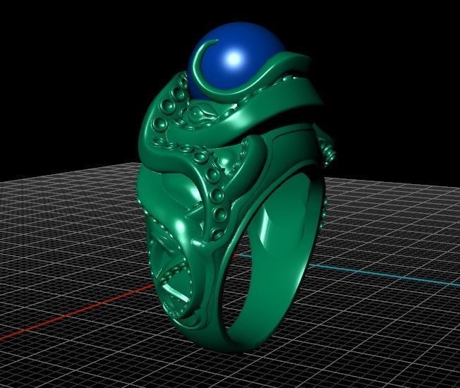octopus ring with pearls 3D print model_41