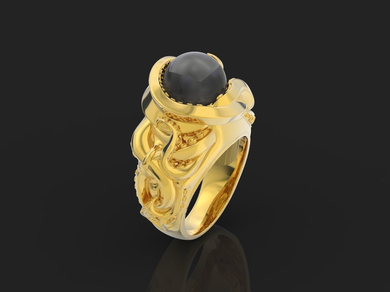 octopus ring with pearls 3D print model_1