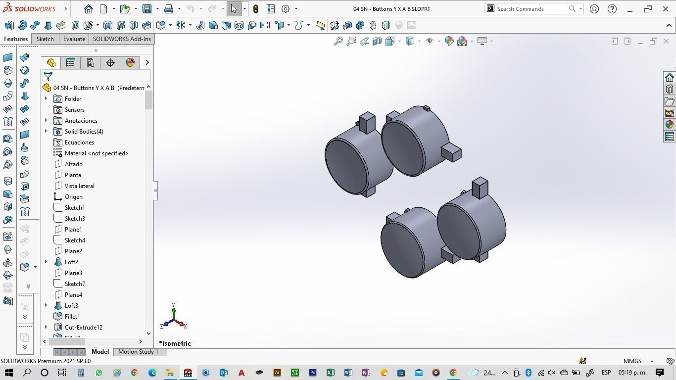 Super NES Controller - 04 Buttons Y X A B 3D print model_6
