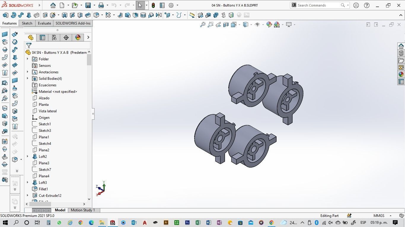 Super NES Controller - 04 Buttons Y X A B 3D print model_7