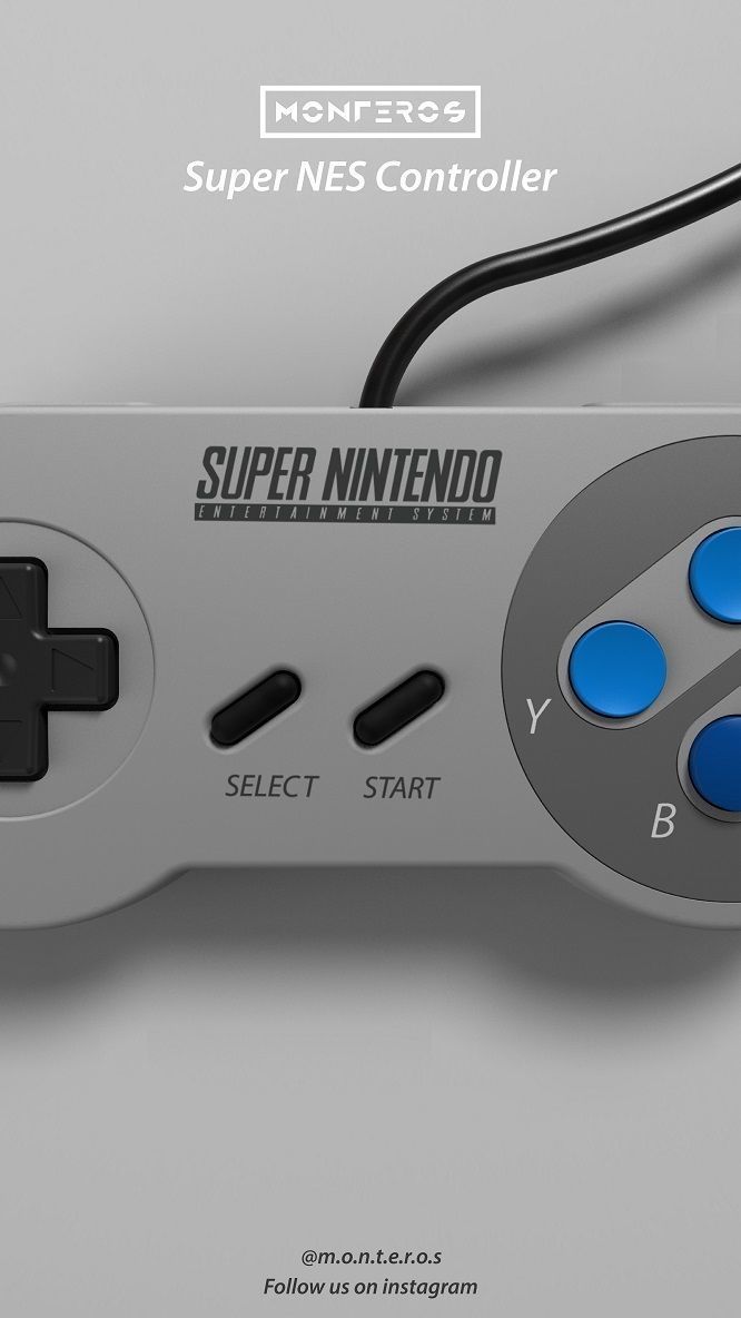 Super NES Controller - 04 Buttons Y X A B 3D print model_5