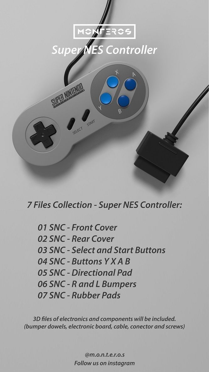 Super NES Controller - 06 R and L Bumpers 3D print model_3