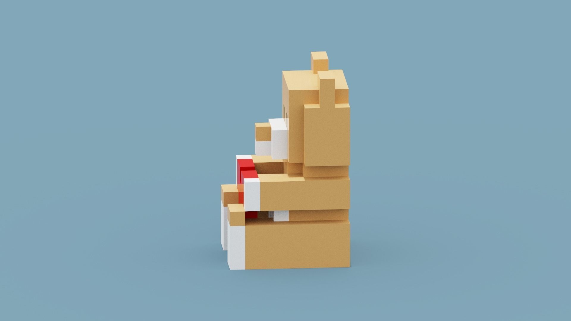 Voxel Bear Love Low-poly 3D model_2