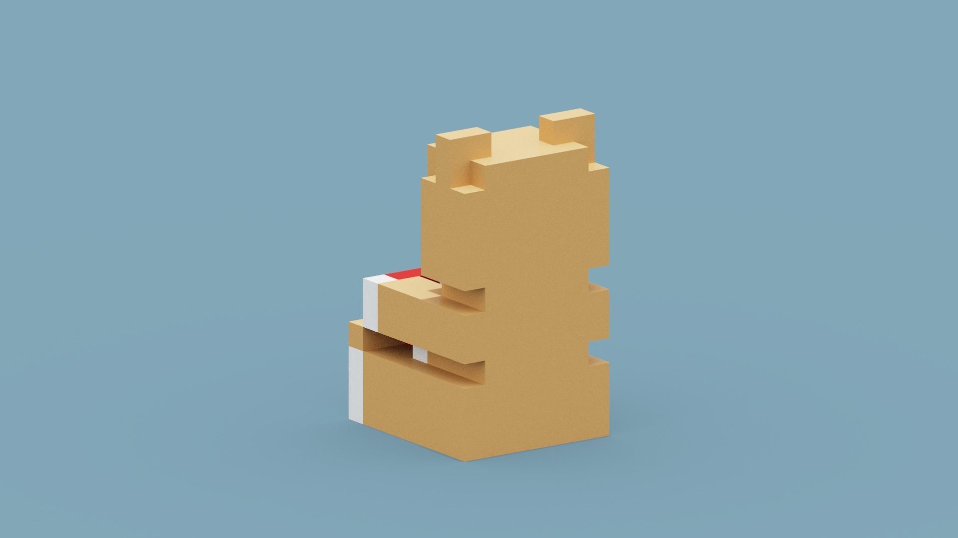Voxel Bear Love Low-poly 3D model_4