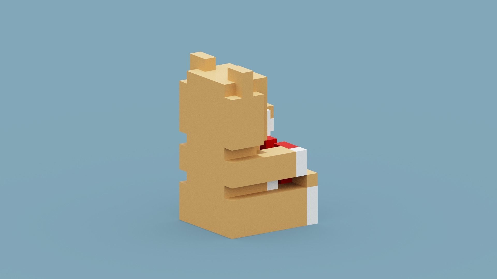 Voxel Bear Love Low-poly 3D model_7